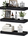 QEEIG Floating Shelves for Wall Bathroom Shelf Bedroom Kitchen Living Room Hanging Book Shelves Small Farmhouse Decor 16 inch Set of 3, Black (015-B3)-Ruum Studio Home
