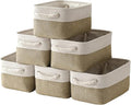 TcaFmac Storage Bins for Shelves - Small 6 Pack Collapsible Storage Basket for Organizing, Fabric Storage Cubes with Handle for Closet Cloth Toy Gift Kids (White & Khaki 11.8x7.8x5.2 inch)-Ruum Studio Home