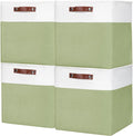 13x13 Cube Storage Bins, Collapsible Fabric Storage Box, 4 Pack Closet Baskets with Handles for Organizing, Shelf, Toys, Clothes, Home, Office, Nursery (Green&White)-Ruum Studio Home