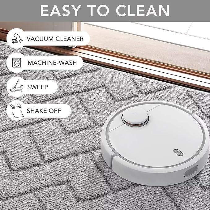 hicorfe Front Door Mat Outside Entrance,36"x59" Absorbent Muddy Dirt Resist Welcome Door Mats Outdoor Indoor,Stain and Fade Resistant,Non Slip Backing Entry Mat Doormat for Entryway(Light Grey)-Ruum Studio Home