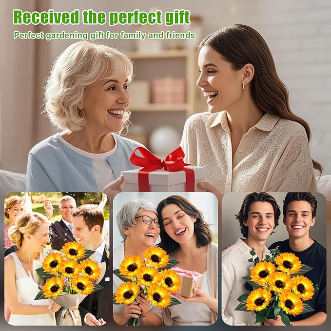 Sunflower Solar Lights Outdoor Decor, 6 Pack Solar Garden Decor 36 Waterproof Solar Sunflower Outdoor Lights for Garden Patio,Flower Bed, Pathway, Gift for Women, Mom, Grandma (6 Pack)-Ruum Studio Home