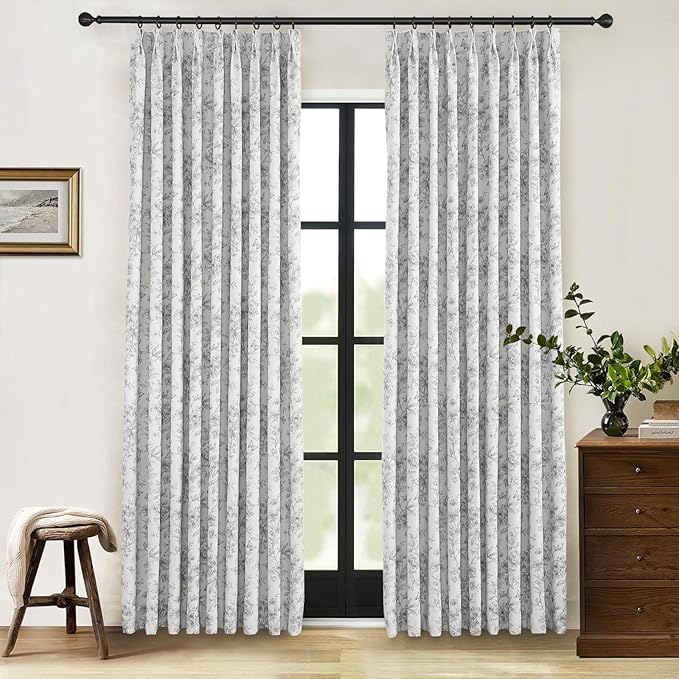 Pinch Pleated Vintage Floral Curtains - Room Darkening Drapes for Bedroom Living Room.2 Panels,84 Inches Wide 88 Inches Long-Ruum Studio Home