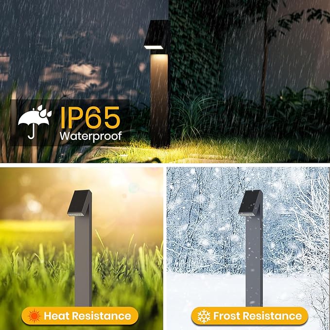 Solar Walkway Light, Dimmable Metal Solar Pathway Light Outdoor IP65 Waterproof, 3000K 500LM Solars Yard Lights for Yard Garden Patio Landscape Lawn-Ruum Studio Home