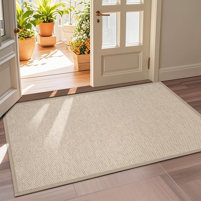 LEKEEPGO Door Mat 36"x59", Non Slip Door Mat Indoor Entrance, Rubber Backing Front Indoor Door mat Washable Absorbent Low-Profile Entryway Entry Resist Dirt Inside Door Mats, Khaki-Ruum Studio Home