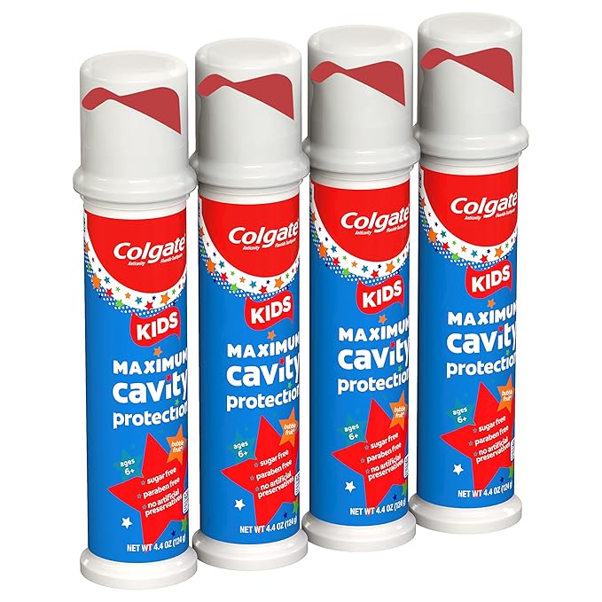 Colgate Kids Toothpaste Pump with Fluoride for Cavity Protection, Ages 6+, ADA Accepted, Bubble Fruit, 4.4 Ounce, 6 Pack-Ruum Studio Home