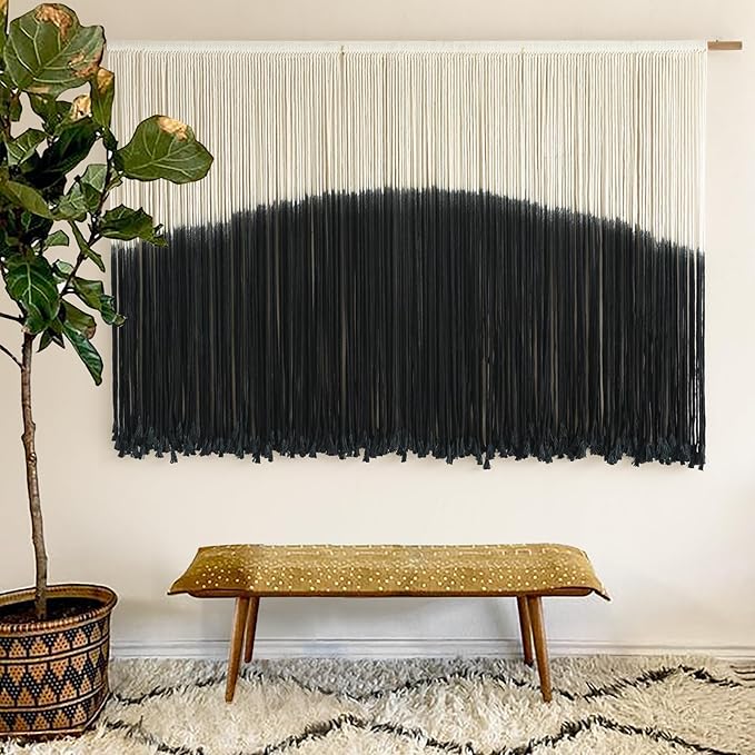 Flber Tie-Dye Macrame Wall Hanging Large Bohemian Yarn Tapestry Macrame Home Décor, 57''W*35''L-Ruum Studio Home
