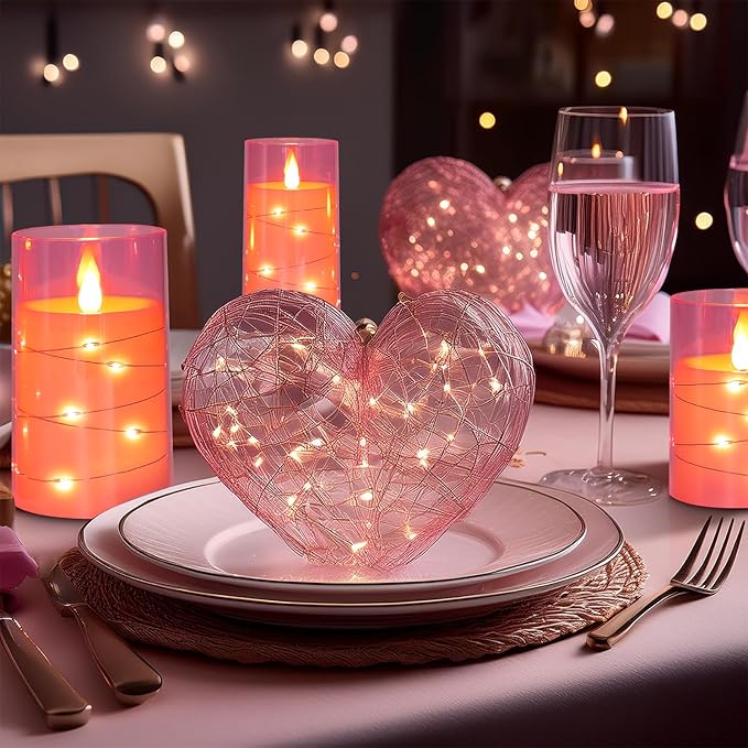 Aignis Flickering Flameless Candles Battery Operated Candles LED Candles with Remote Timer for Home/Wedding/Birthday/Holiday Decor, Cherry Blossom Pink 3D Flame Set of 3 (D3 xH4 5" 6")-Ruum Studio Home