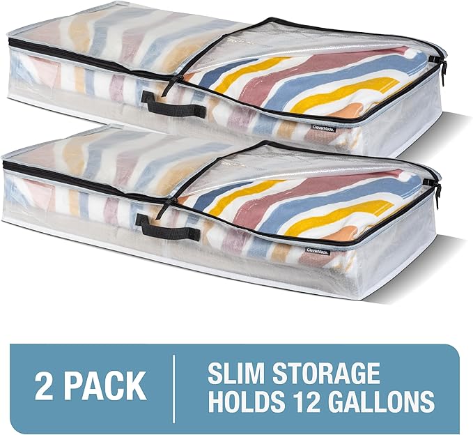 CleverMade Under Bed Storage Bag - Collapsible Storage for Shoes and Clothes Easy Use - Heavy Duty Utility Bag Home-Ruum Studio Home