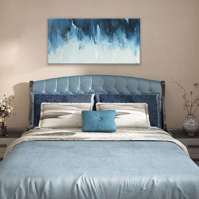 Canvas Wall Art Decor Abstract Art White Blue Wall Art Decor Pictures for Living Room Art Work Decoration Modern Abstract Wall Art Paintings Prints For Home Bedroom Office Kitchen Wall Decor 20" x 40"-Ruum Studio Home