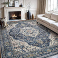 AMOAMI-Area Rug 5X7 Rugs for Living Room-Vintage Soft Blue Rugs for Bedroom-Non Slip Carpet-Machine Washable Rug for Dining Room Living Room Bedroom Office Under Table-Ruum Studio Home