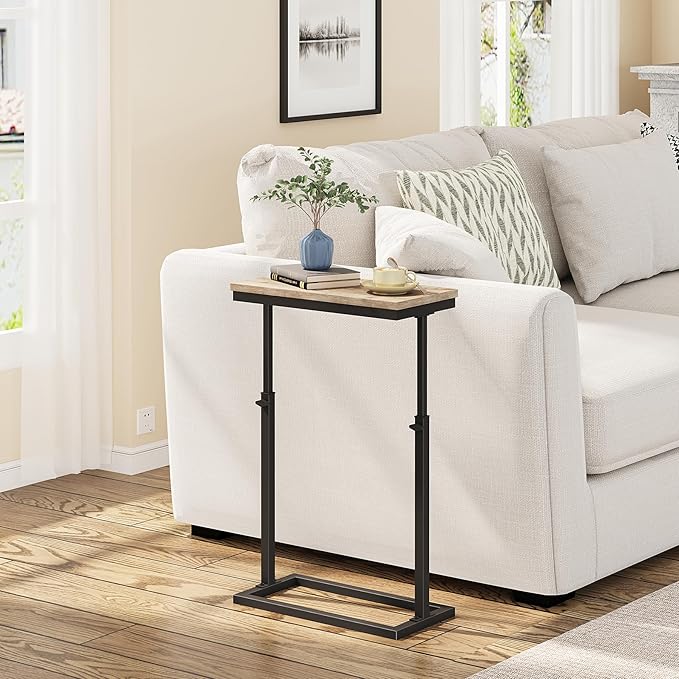 TUTOTAK End Table, Side Table, Tall Couch Table, Sofa Table, Living Room, Bedroom, Greige TB01BG0832-Ruum Studio Home