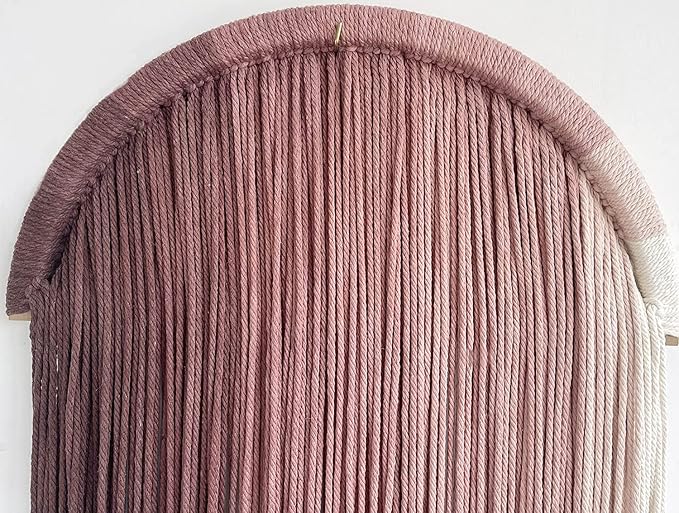 Macrame Boho Wall Decor - Pink Yarn Wall Hanging, 20" Circle Hoop-Ruum Studio Home