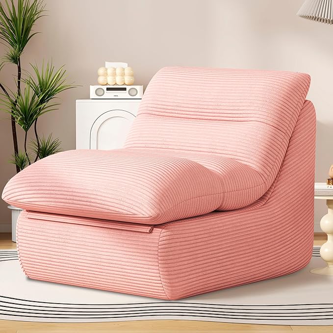 Misolant Bean Bag Chairs，Big Corduroy Fabric Sofa Bean Bag Chair for Adults and Teens with High-Resilience Sponge, Non-Slip Base Floor Lounge Sofa for Home, Living Room, Bedroom, Gaming Pink-Ruum Studio Home