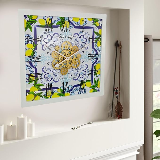 The Gears Clock Wall Clock Italy Collection with Moving Gears (Sorrento, 24 inches (60 cm))-Ruum Studio Home