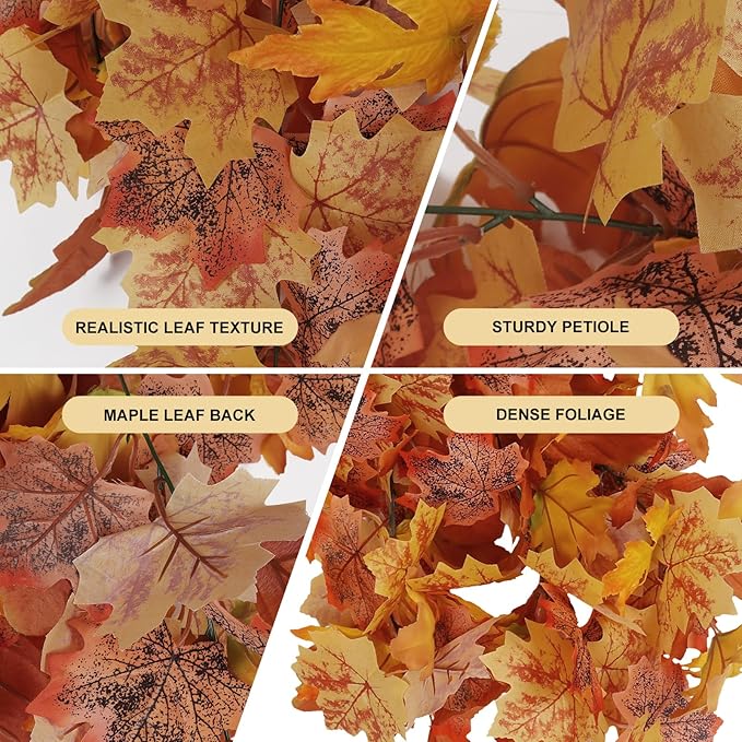 RECUTMS Fall Leaves Fall Decorations for Home Clearance Fall Decor Leaf Fall Decorations Fall Decorations for Home Thanksgiving Decorations Hanging Plants Indoor Artificial Wall Decor(Orange)-Ruum Studio Home