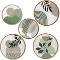 Qunclay 5 Pcs Wall Art Decor Wooden Living Room Wall Decor Bohemian Hanging Farmhouse Geometric 10'' and 8'' Aesthetic Wood Minimalist Posters for Bedroom(Greenery)-Ruum Studio Home