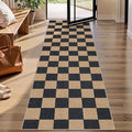 Lahome Checkered Easy Jute Runner Rug, 2x8 Kitchen Rug Non Slip Washable Outdoor Runner for Entryway Indoor, Checkerboard Black Indoor Outdoor Carpet for Hallway 8ft Entry-Ruum Studio Home