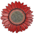NAT & Jules Sunflower Shaped Dimensional Indoor Outdoor 12 inch Cast Resin Decorative Garden Stepping Stone, Patio, Walkway Sculpture Yard Art, Red-Ruum Studio Home