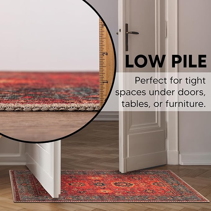 Keen Home Design 2x3 Rug - Machine Washable Entry Rug with Non-Slip Backing, Ideal for Enteryway, Kitchen, Bathroom, Laundry Room - Vintage, Easy Clean, Durable, Low Pile Rug - (2' x 3')-Ruum Studio Home