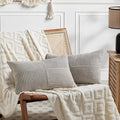 Fancy Homi 2 Packs Neutral Grey Lumbar Decorative Throw Pillow Covers 12x24 Inch for Living Room Couch Bed Sofa, Farmhouse Home Decor, Soft Striped Corduroy Rectangle Accent Cushion Case 30x60 cm-Ruum Studio Home
