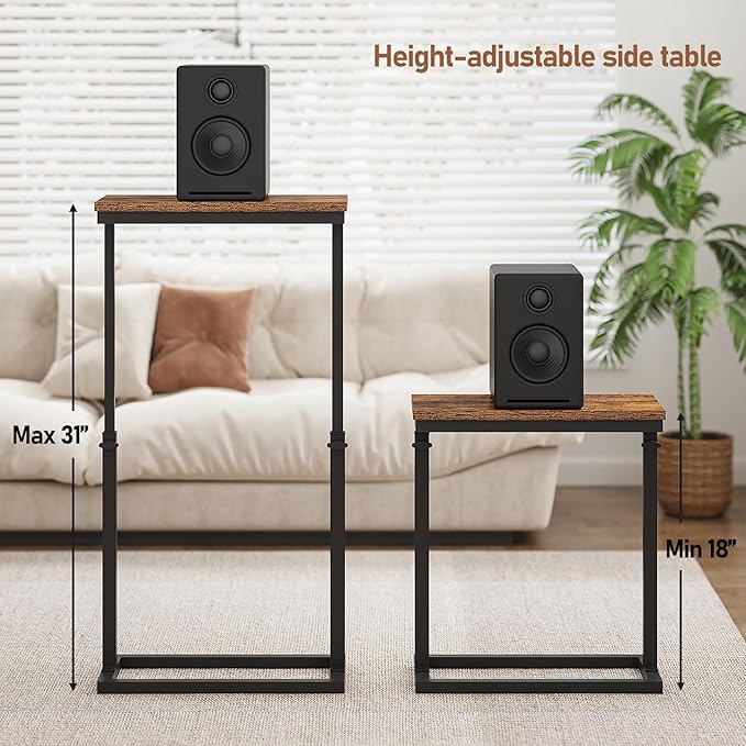 TUTOTAK End Table, Side Table, Tall Couch Table, Sofa Table, Living Room, Bedroom, Brown TB01BB083-Ruum Studio Home