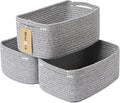 Small Storage Baskets for Organizing | Closet Organizer Bins | Shelf Toy Basket | Woven Rope Baskets | Cube Decorative Box | Shallow Basket | 13x8.5x5.1” | 3 Packs Mixed Grey-Ruum Studio Home