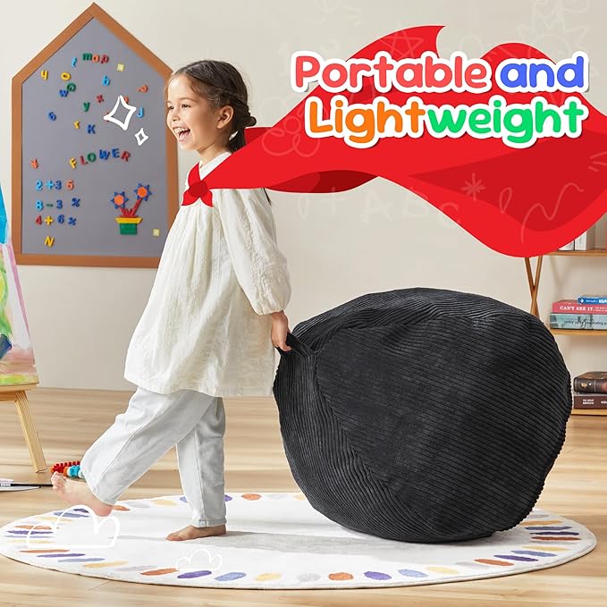 Hobestluk 2.5FT Bean Bag Chair Beanbags Small Bean Bag Chair with Filler Included Teardrop Bean Bag with Removable Cover for Bedroom Living Room (Small, Black)-Ruum Studio Home