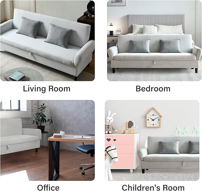 Convertible Futon Sofa Bed, 80.7" Adjustable Sleeper Sofa with Storage, 3-Seater Couch, 5-Position Reclining Back, 7" Thick Cushion, Twin Size Sofa for Small Spaces, Living Room, Bedroom, Dorm, Office-Ruum Studio Home