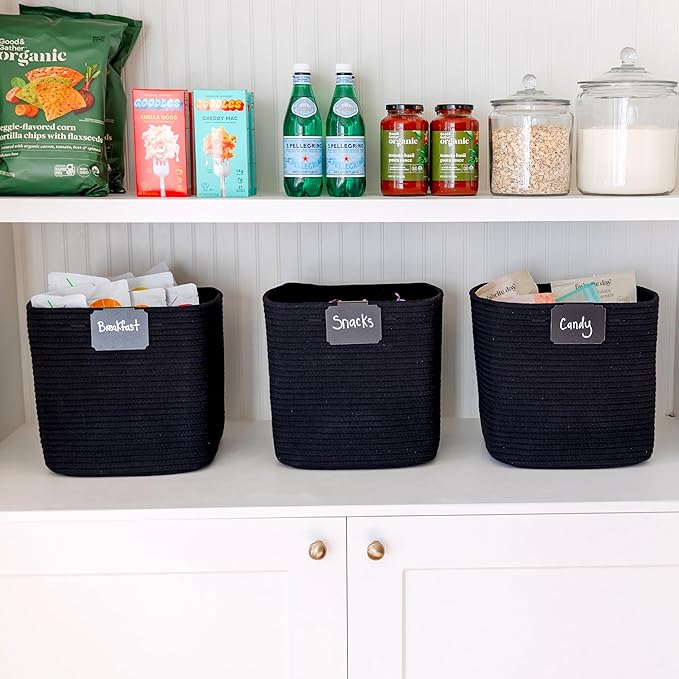 NaturalCozy Storage Cubes 11 Inch Cotton Rope Woven Baskets for Organizing, 3-Pack | Cube Storage Bin | Square Storage Baskets for Shelves Organizer, Classroom, Kids Toy Bins, Closet, Baby Nursery-Ruum Studio Home
