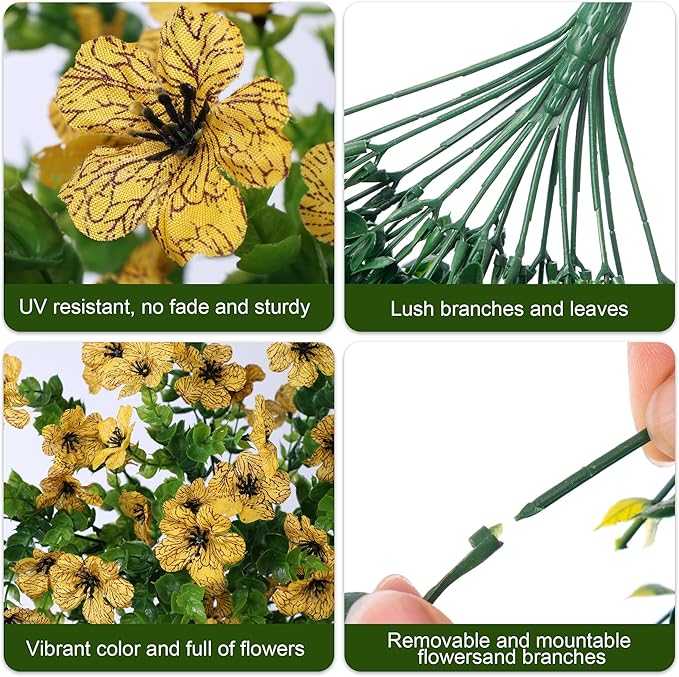 INSPRING Artificial Flowers Fall Faux Outdoor Outside Plants, 2 PCS Fake Silk UV Resistant Look Real Yellow Daisy Trailing Vines for Front Door Porch Planter Urn Patio Balcony Decoration-Ruum Studio Home