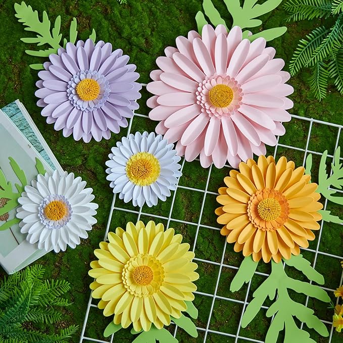 3D Paper Flowers Decorations for Wall, Large Daisy Paper Flowers for Bulletin Board, Wedding, Baby Shower, Tea Party, Classroom, Bedroom Decor-Ruum Studio Home