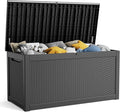 260 Gallon Resin Deck Box, Lockable Patio Outdoor Storage Box for Furniture, Garden Tools and Tools Storage, Waterproof Outside Storage Boxes - Black-Ruum Studio Home