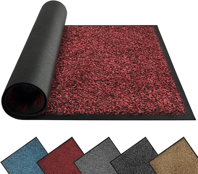 Mibao Front Door Mat, Dirt Trapper Welcome Mat for Outdoor Indoor, Non-Slip Waterproof Doormat, Durable Machine Washable Low Profile Entry Rug for Back Door Outside Patio Porch, 72" x 24", Red-Ruum Studio Home