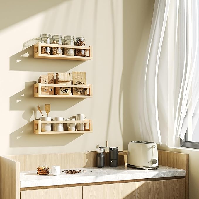 Upgraded Thick Floating Shelves - Multi-Use Wall-Mounted Bookshelves for Kids and Nursery, Ideal for Books, Toys, Spice Rack, Decor - NaturalWood-Ruum Studio Home
