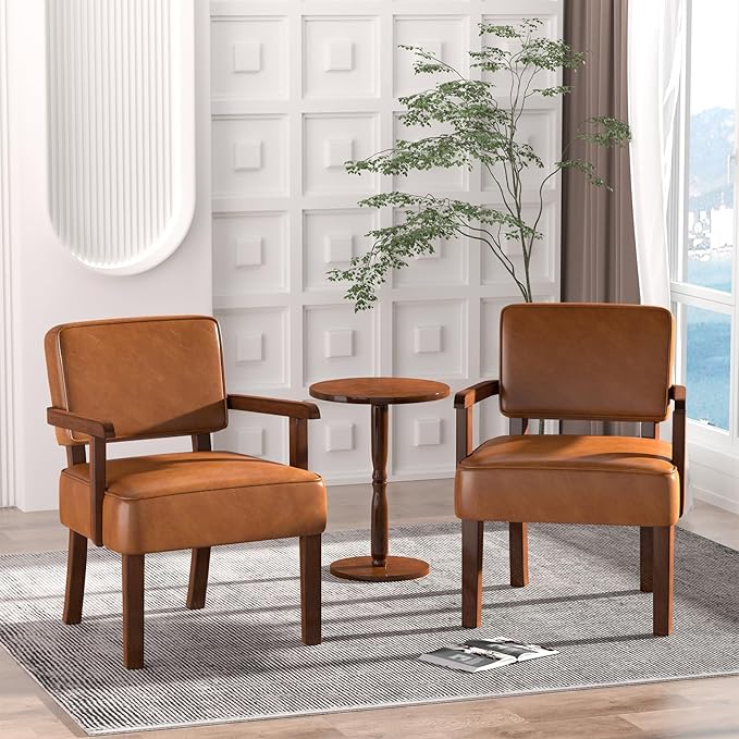 Accent Chair, PU Leather Living Room Chairs Oversize with Soft Seat and Armrests for Living Room Dinning Room Bedroom Reading Room Waiting Room-Ruum Studio Home