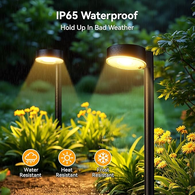 4 Pack Solar Pathway Lights Outdoor, Bright LED Solar Lights Outdoor Waterproof, Up to 12 Hrs Modern Path Lighting for Yard Garden Walkway Driveway Lawn Decor (4 Pack)-Ruum Studio Home