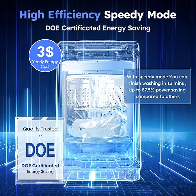 1.0 Cu.ft Portable Washing Machine for Home & Apartment, Full-Automatic Clothes Washer with 6 Water Level & 10 Wash Cycles, Drain Hose Included, White-Ruum Studio Home