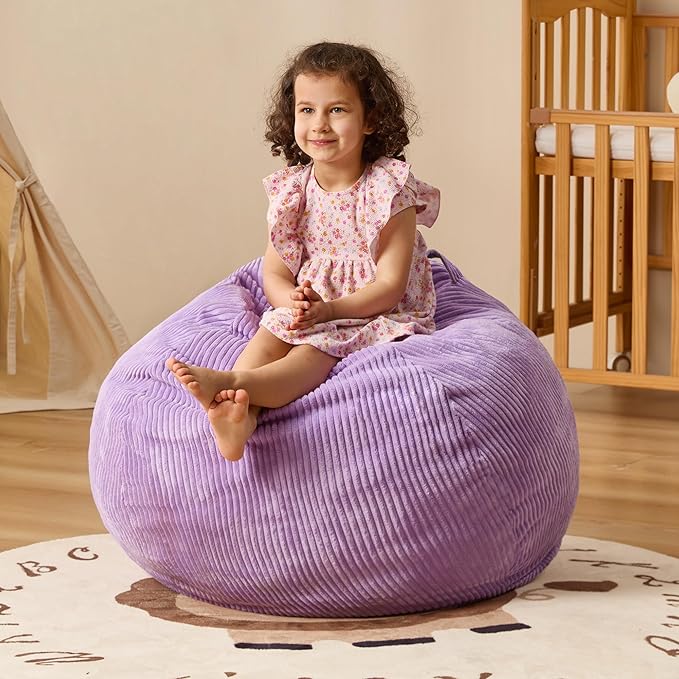 Bean Bag Chairs Teardrop Bean Bag Chair Beanbag Chair with Memory Foam Filled Machine Washable Cover for Living Room, Bedroom (Small,Purple)-Ruum Studio Home