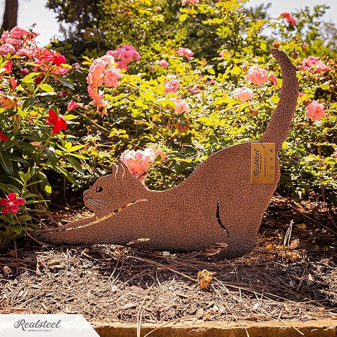RealSteel I 3 Pack Steel Cat Garden Decor I Outdoor Yard Decorations I Gift for Cat Lovers I Lawn Ornaments and Statues I Garden Signs Decorative Outdoor - Penny Vein-Ruum Studio Home