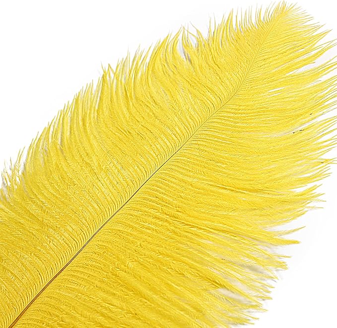 THARAHT Yellow Ostrich Feathers 12pcs Large Natural Bulk 16-18Inch 40cm-45cm for Wedding Party Centerpieces Easter Gatsbi and Home Decoration Feathers-Ruum Studio Home