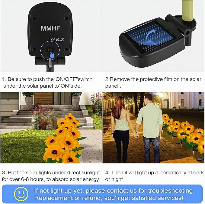 Outdoor Solar Garden Stake Lights,Upgraded LED Solar Powered Light with 3 Sunflower, Waterproof Solar Decorative Lights for Garden, Patio, Backyard (1 Pack 3 Flower)-Ruum Studio Home