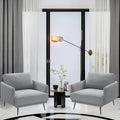 Oversized Accent Chair Set of 2 for Living Room Chairs Reading Arm Chair Comfy Modern Single Sofa Side Chairs with Metal Legs & Soft Cushion for Bedroom, Balcony,Waiting Room (Polyester, Grey)-Ruum Studio Home