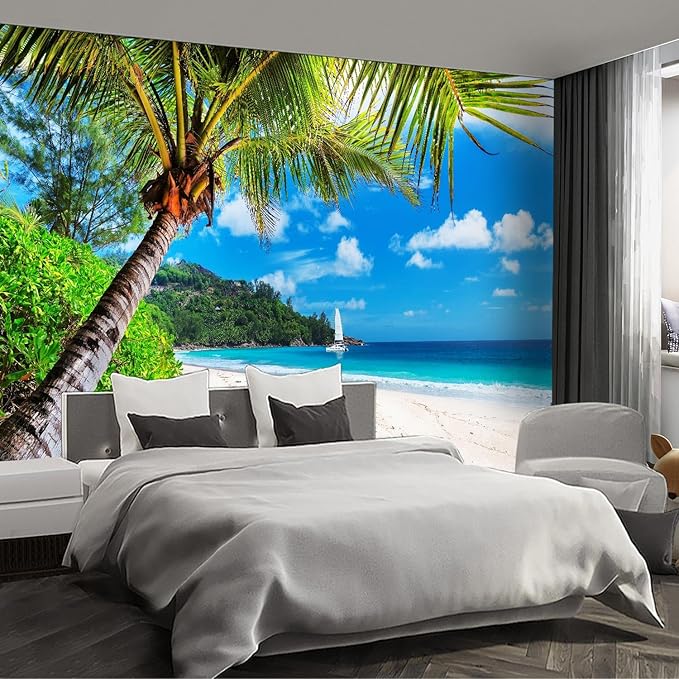 Beach Wall murals Peel and Stick Wallpaper for Bedroom Living Room - 85"x118"-Ruum Studio Home