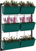 Outsunny 3-Tier Wall Planter with 6 Pots for Indoor and Outdoor Use, Hanging Plant Holder, Self Draining Wall Mounted Planter for Vegetables, Flowers, Herbs, Green-Ruum Studio Home