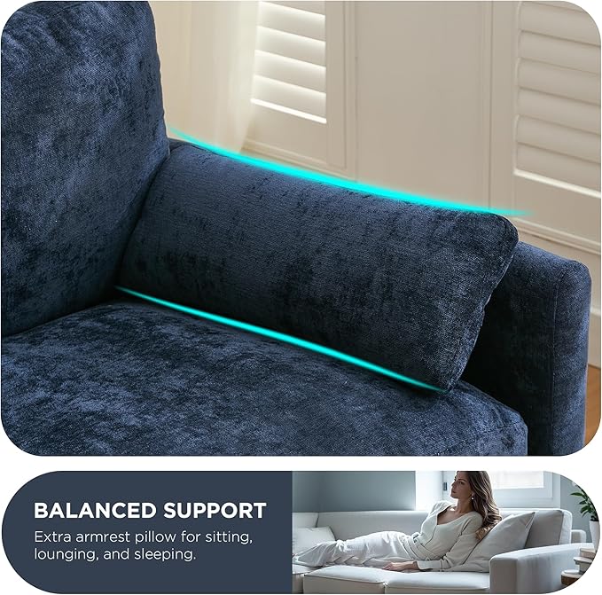 Tbfit Modern Couch Sofa, 89" Cloud Couch w/Pillows, Pocketed Spring Seat, Comfy 3-Seater Plush Foam Cushions, Chenille Fabric Removable Covers, Soft Upholstered Living Room Furniture Home Apartment-Ruum Studio Home