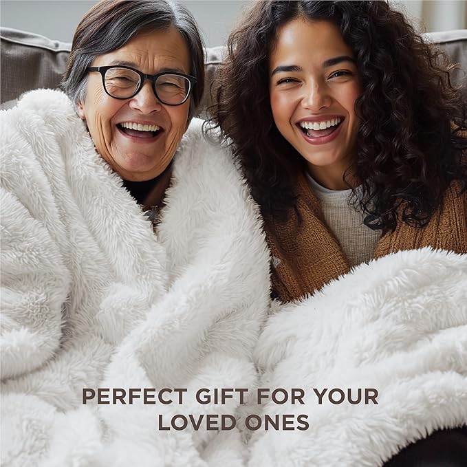 Bedsure GentleSoft Fluffy White Throw Blanket, White Decor Fuzzy Gifts for Women, Soft Cozy Furry Sherpa Fleece Plush Thick Warm Shaggy Faux Fur Throw Blanket for Couch, Bed, Camping, Travel, 50x60-Ruum Studio Home