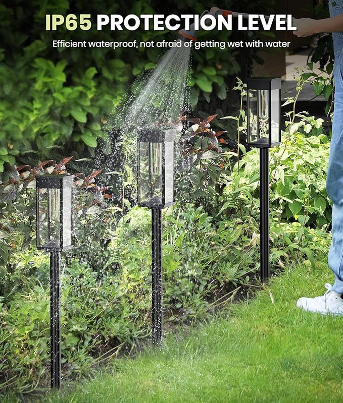 Solar Pathway Lights Outdoor, 2 Pack Solar Garden Lights IP65 Waterproof, Bright Pathway Light Solar Powered for Outside Yard Path Lawn Walkway Driveway Lighting Landscape Decor (Warm White)-Ruum Studio Home