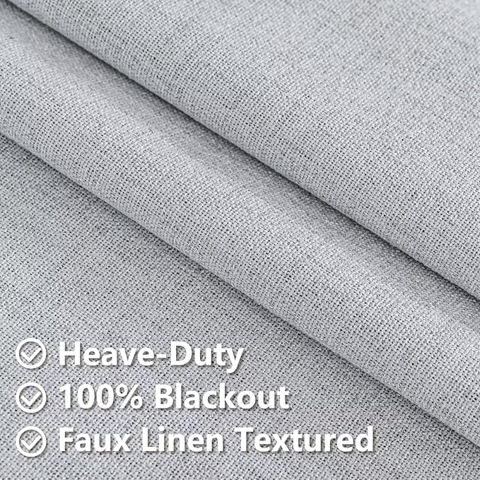 Blackout Curtains 90 Inch Length 2 Panels Set, 100% Black Out Textured Thermal Curtains, Grommet Light Blocking Drapes for Living Room Bedroom Luxury Decor(52W × 90L inch, Greyish White)-Ruum Studio Home