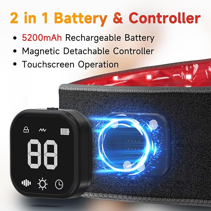 Red Light Therapy Belt for Body: Massage Heating Infrared Light Device, Portable Cordless 660nm&850nm Pad Wrap with Vibration and Rechargeable Battery for Waist Belly Pain Relief Women Men at Home-Ruum Studio Home