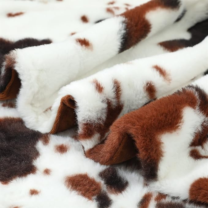 RYNGHIPY Cow Blanket Lightweight Soft Cow Print Sofa Bed Travel Blankets Warm Coffee Cow Throw Blanket for Baby Kids Girls Boys Adults (Coffee, 63''x79'')-Ruum Studio Home